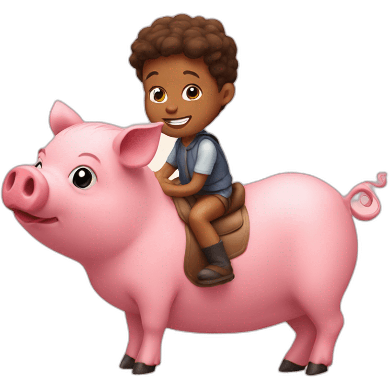 Kid riding a pig emoji