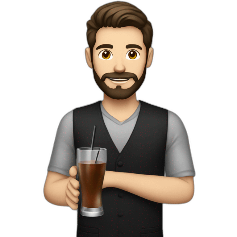 Skinny brown haired Bartender, with a beard wearing black mixing a stirred cocktail emoji