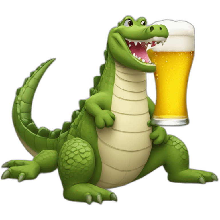 Crocodile qui boit une bière emoji