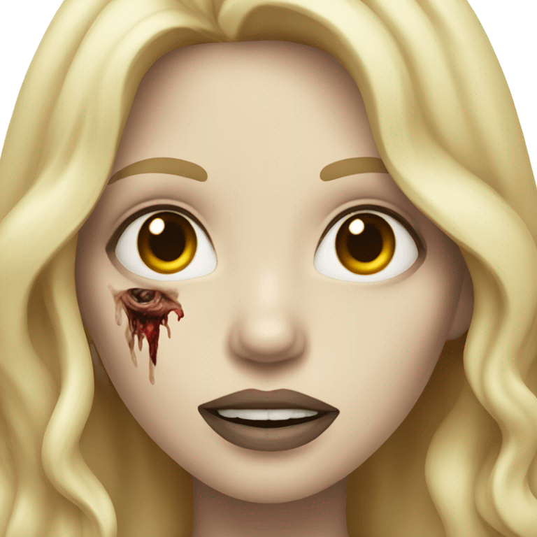 Woman, white skin, pale skin, long hair, blonde hair, wavy hair, zombie emoji