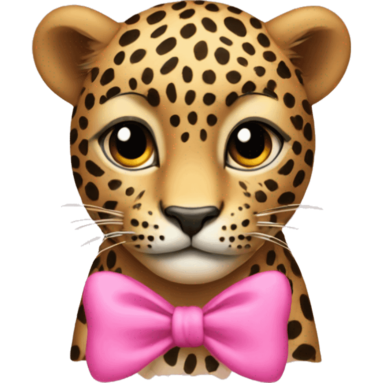 leopard with pink bow on it emoji