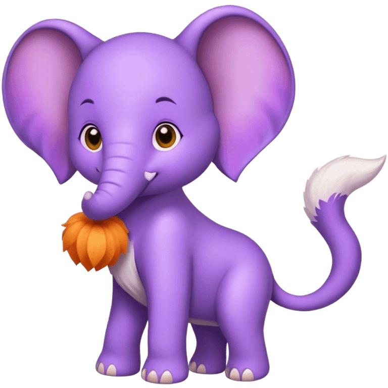 Purple elephant with a fox tail emoji