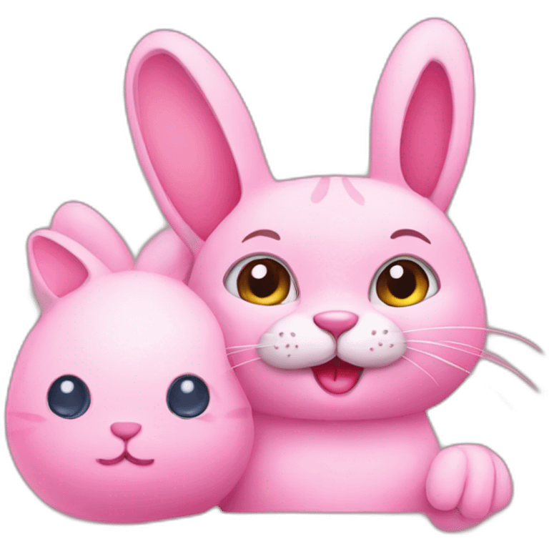 Pink rabbit with a cat emoji