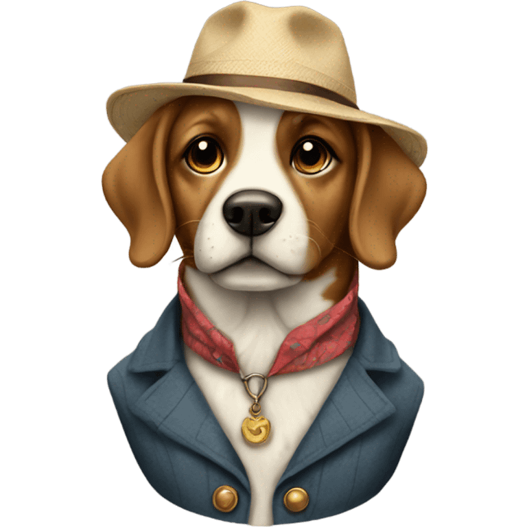 Dog wearing vintage clothes emoji