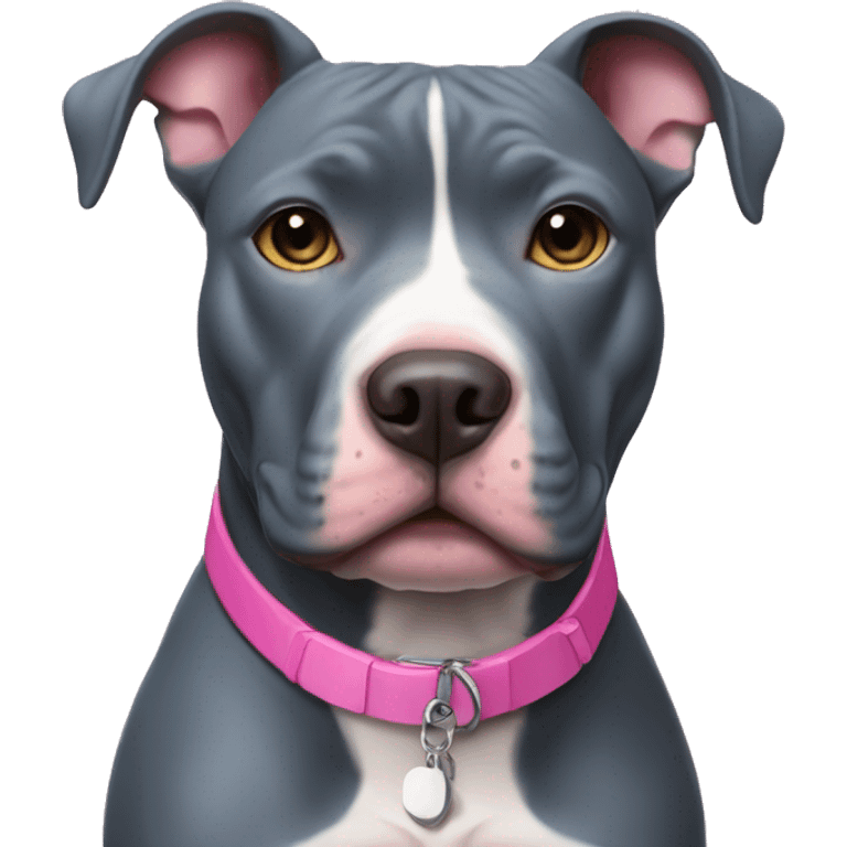 Blue pitbull with pink collar emoji