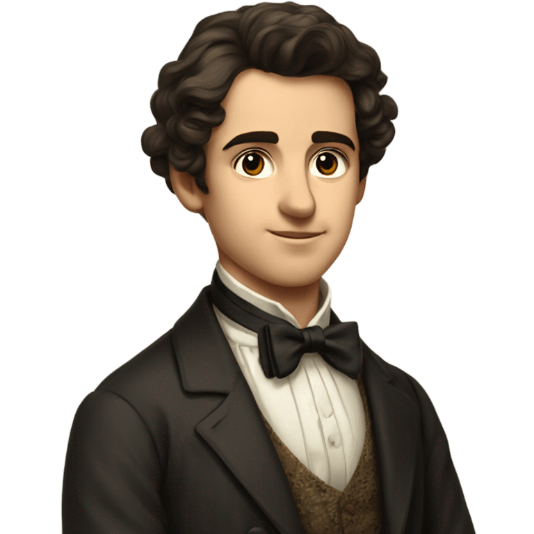 19th century brunette European young man with a bow tie emoji