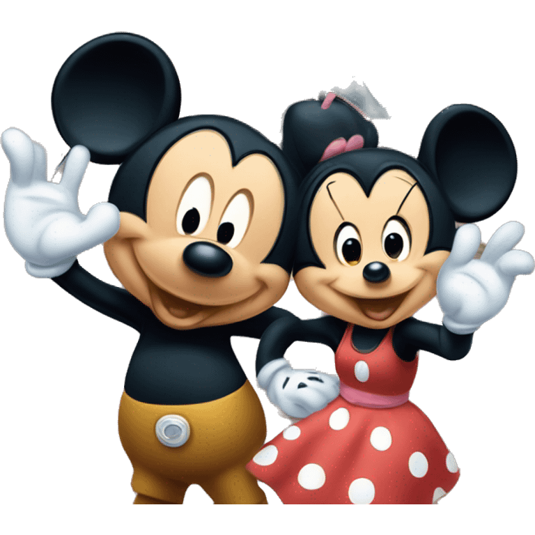 mickey mouse and mini mouse in the disney land emoji