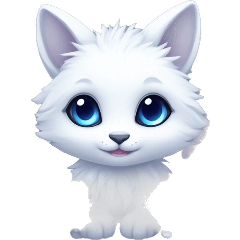 Anthro Edgy Cute Cool Kawaii gorgeous sparkly ethereal white fantasy animal creature with blue eyes furry sona with flowers and butterflies beautiful aesthetic emoji