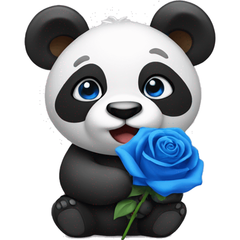 panda holding a blue rose emoji