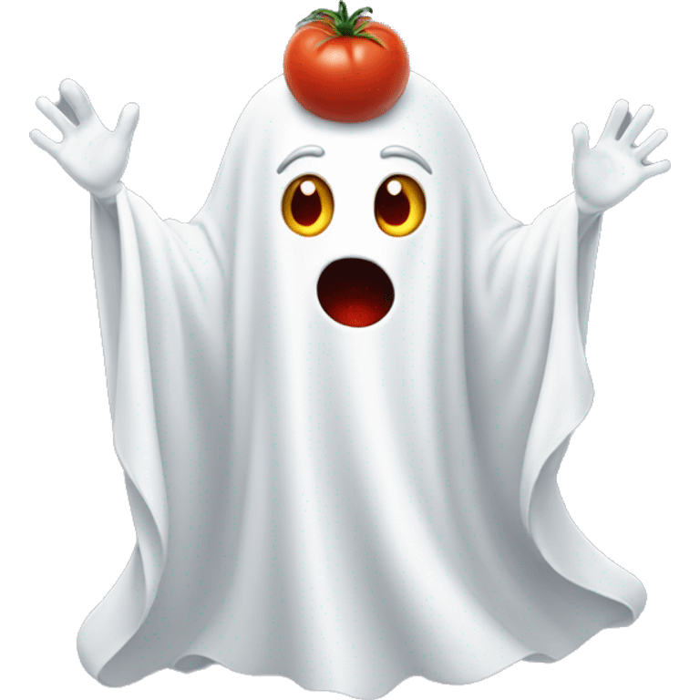 Cute Ghost throwing tomatoe emoji