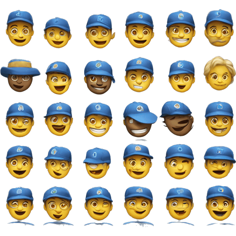 emoji feliz dando las gracias con gorra azul emoji