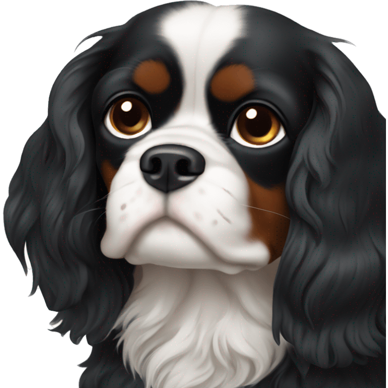 Completely black Cavalier King Charles spaniel. No brown fur and no white fur emoji