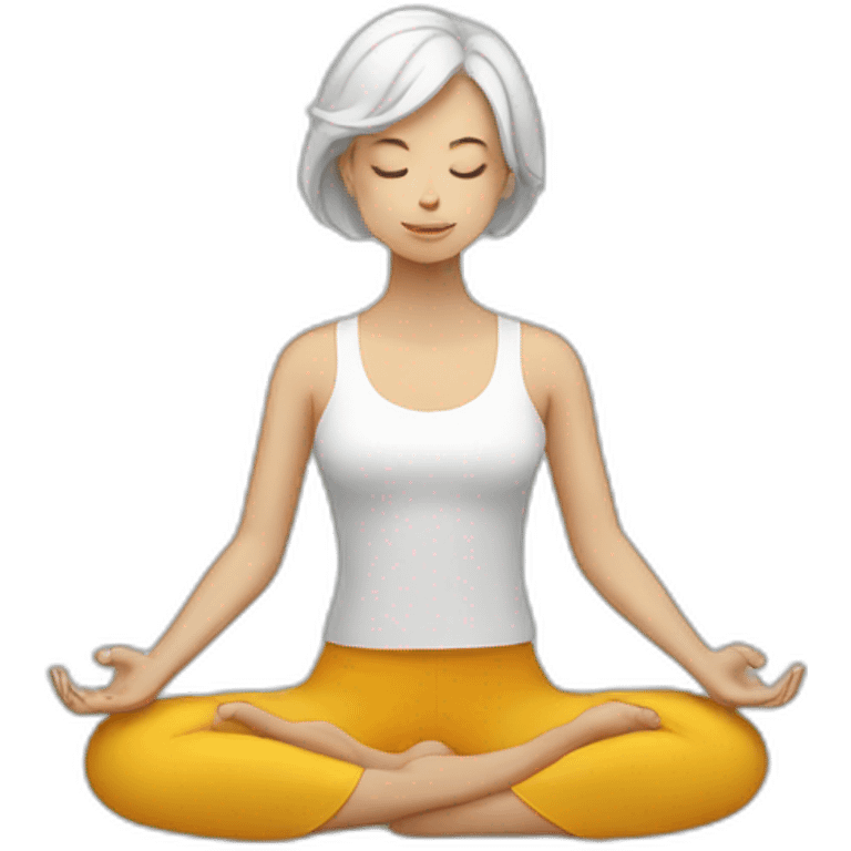 white lady doing meditation emoji