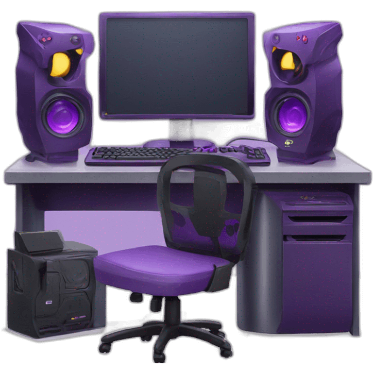 purple gaming setup with gaming pc emoji