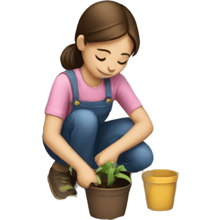 A girl planting  emoji