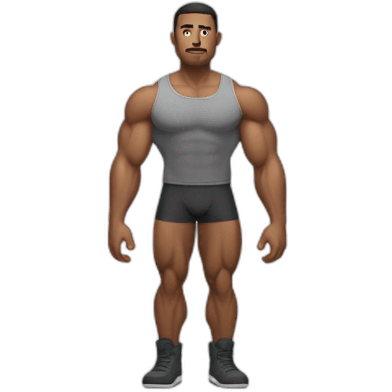 muscular man with a lower body of tank emoji