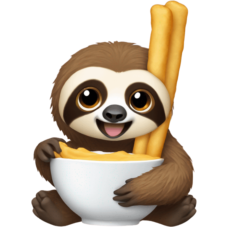 Baby sloth eating mozzarella stick emoji