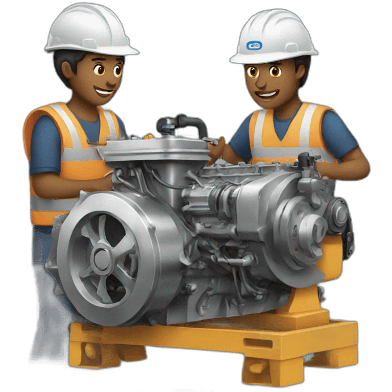 people working on a engine emoji