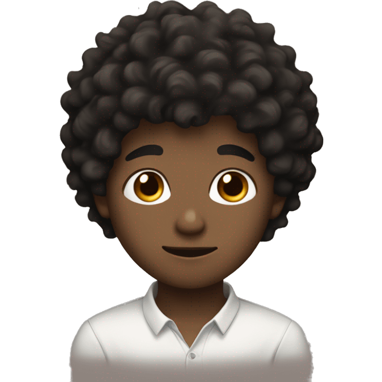 light brown eyed boy with black wavy fluffy hair  emoji