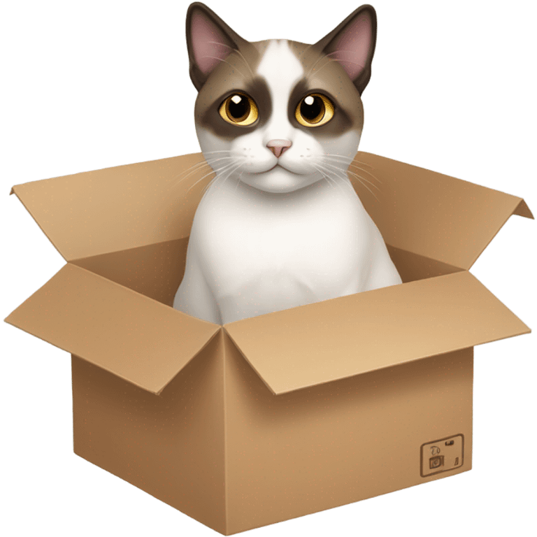 Snowshoe cat sitting in a box emoji