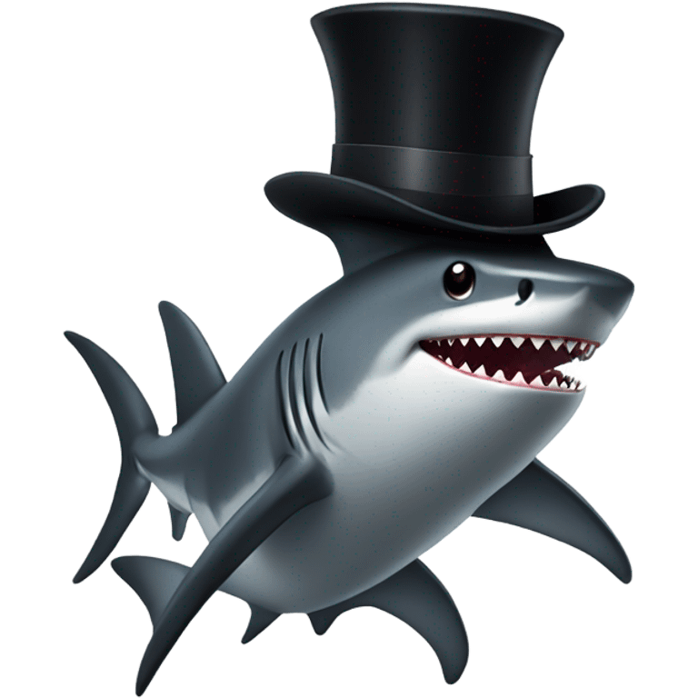 Shark with a top hat emoji