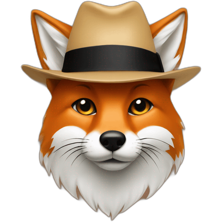 fox face with hat and with big black human moustache emoji