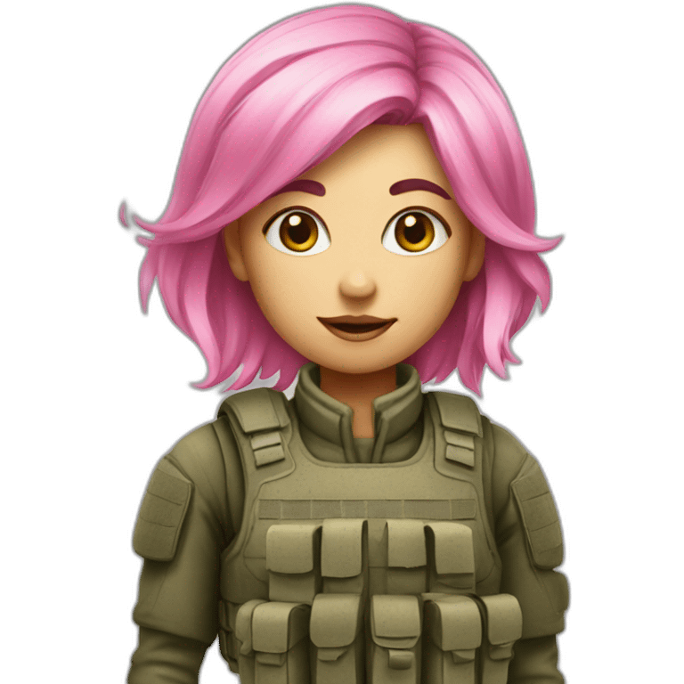 Pink Hair soldier girl emoji