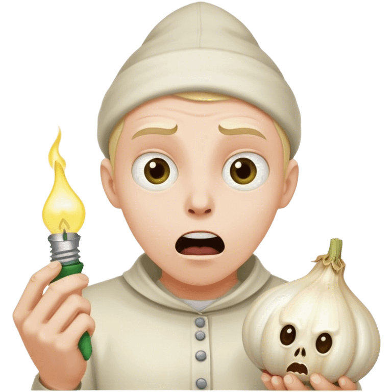 Scared garlic emoji