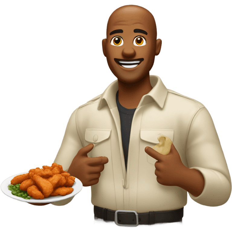 Man eating saucy spicy chicken tender emoji