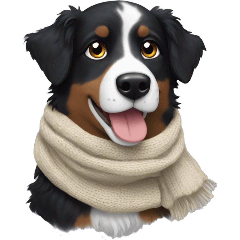 Small black australian shepherd dog wearing a knit scarf emoji