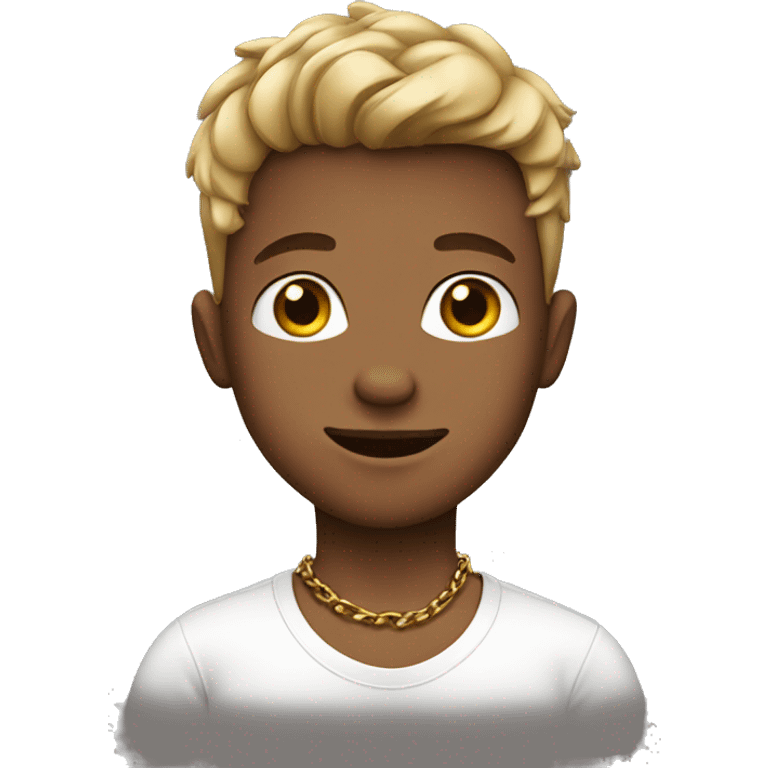 boy wearing white tshirt and chain necklace  emoji