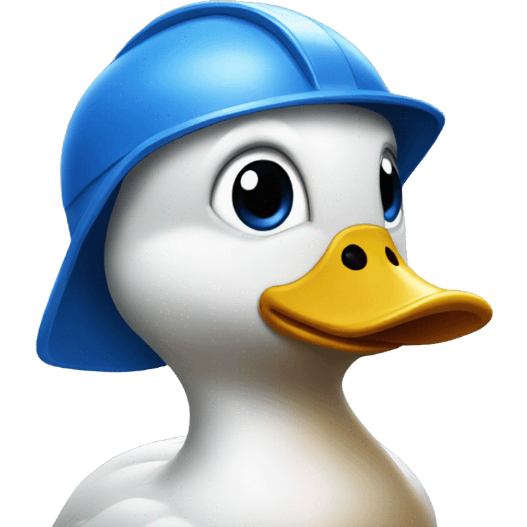 A duck in a blue helmet.  emoji