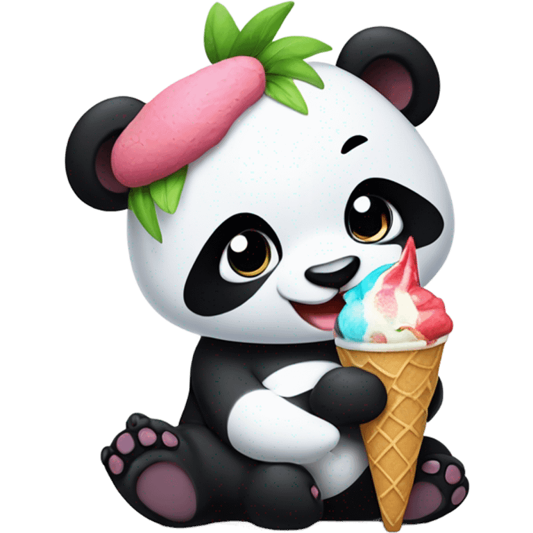 Panda eating ice cream emoji