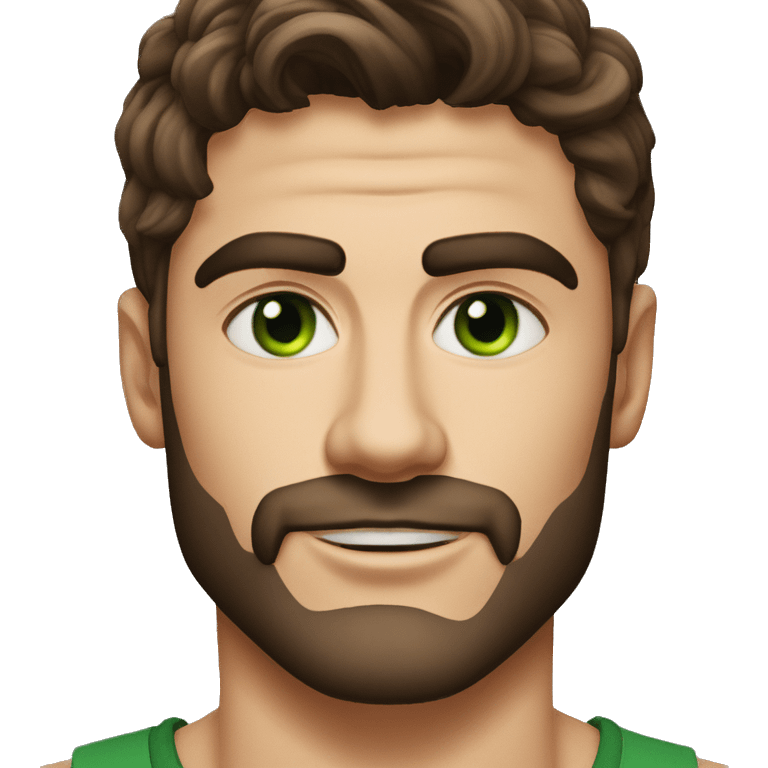 full protrait Zac efron with green eyes and thick stubble beard emoji