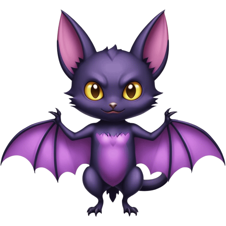 Shiny Dark Noibat-Bat-Cat-fusion-hybrid full body emoji