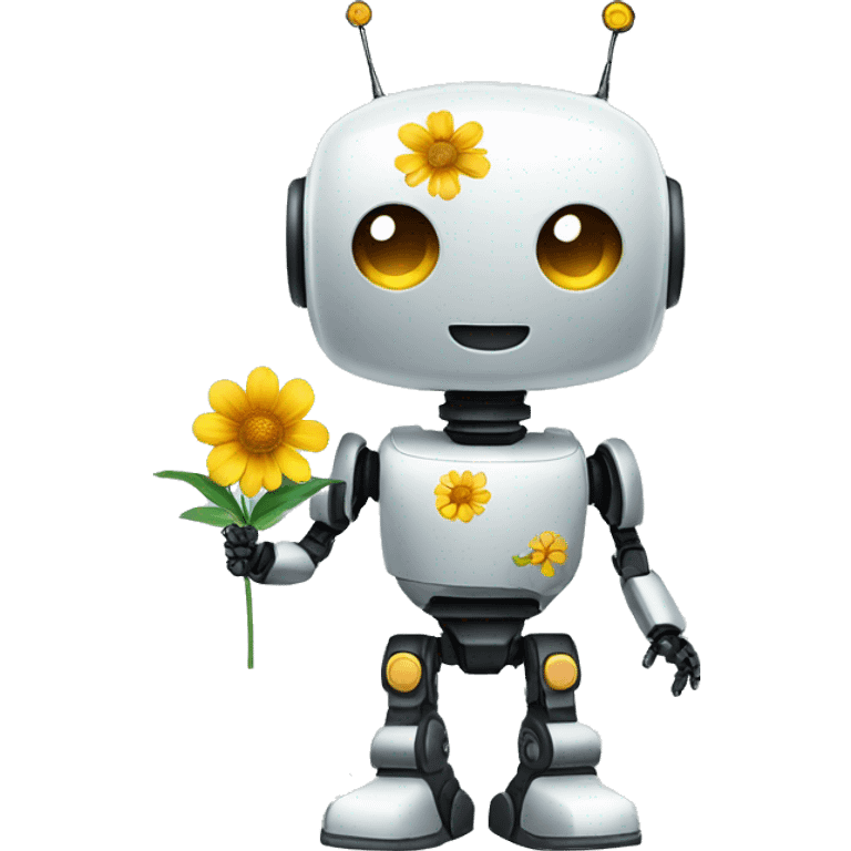 a robot with a flower emoji