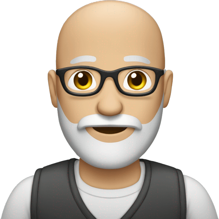 bald man with gray beard on his phone emoji