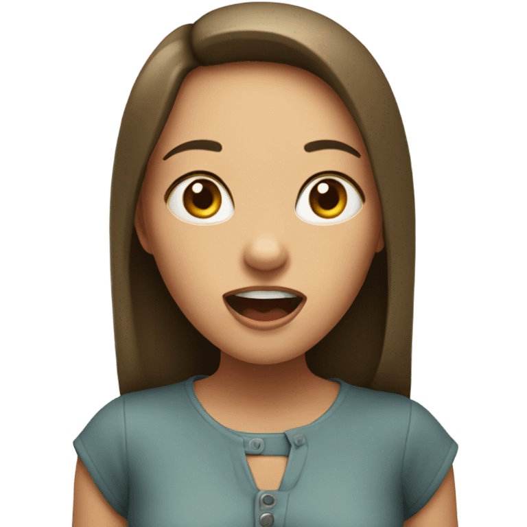 Girl with open mouth indoors emoji