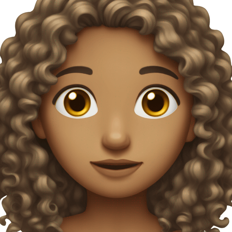 Brown eyed  long curly hair girl emoji