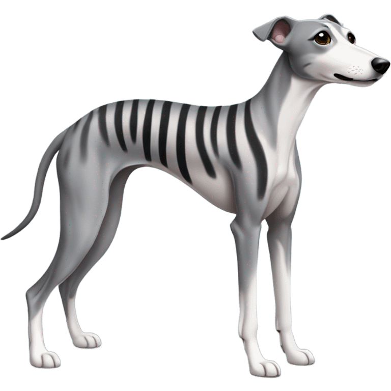 Whippet dog grey with black brindle stripes emoji