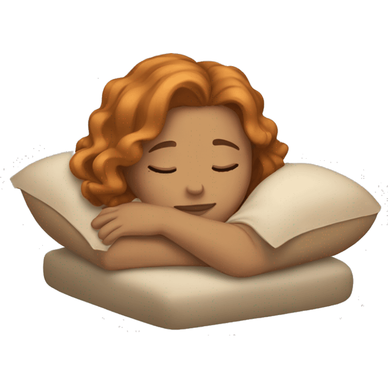 light skin girl sleeping with golden copper hair emoji