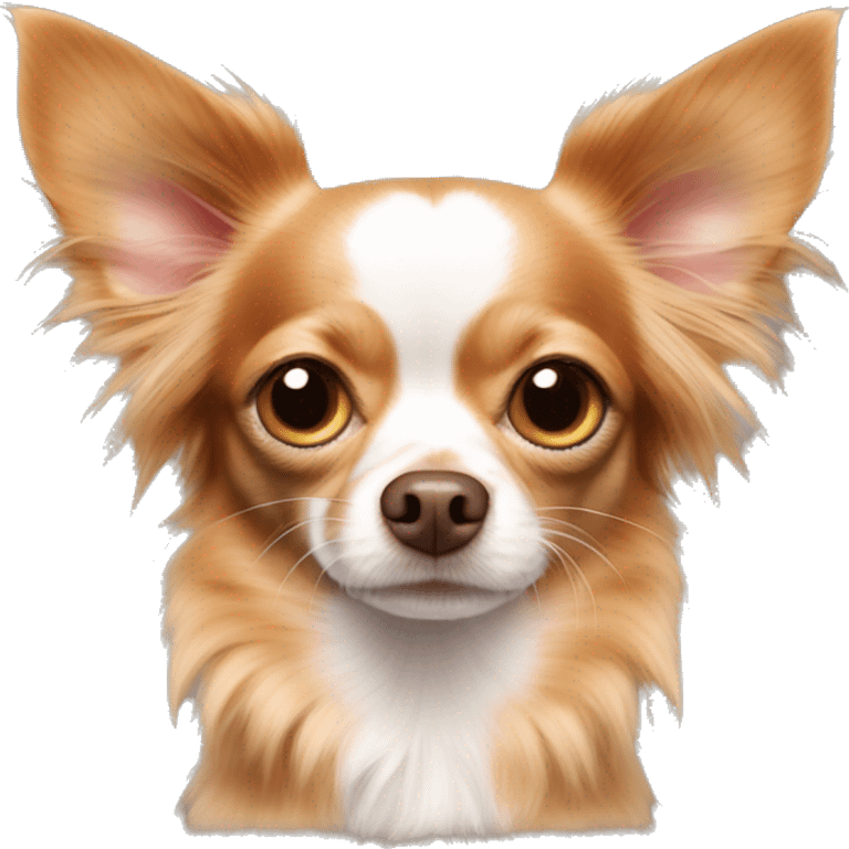 Red long hair chihuahua. Pink nose hazel green eyes emoji