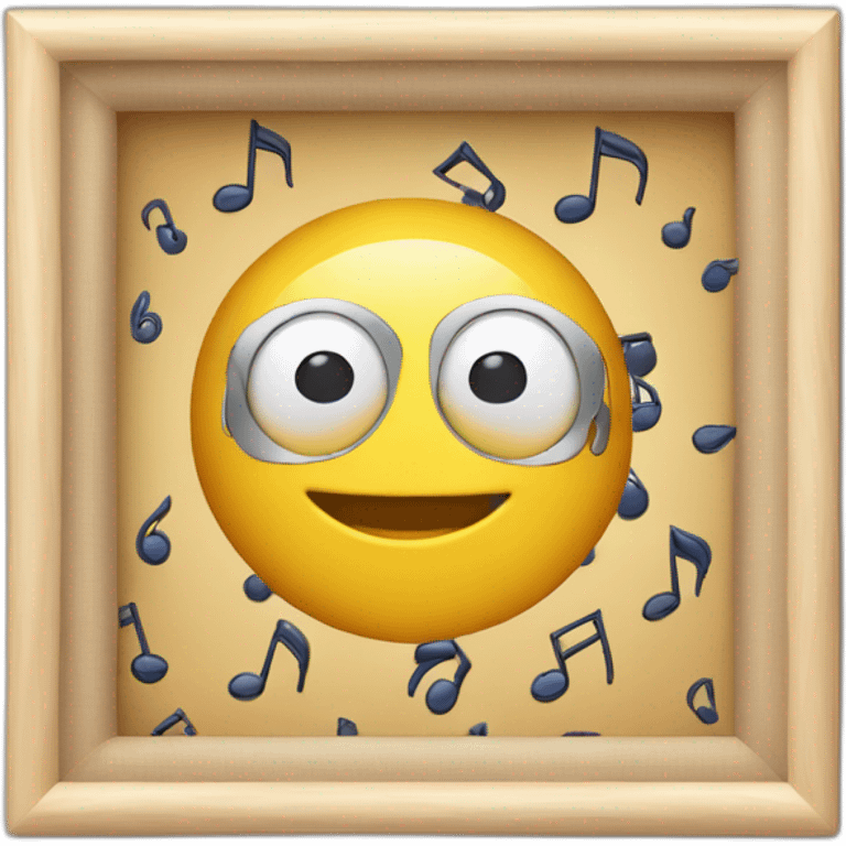 Frame model with musical notes inside it. emoji