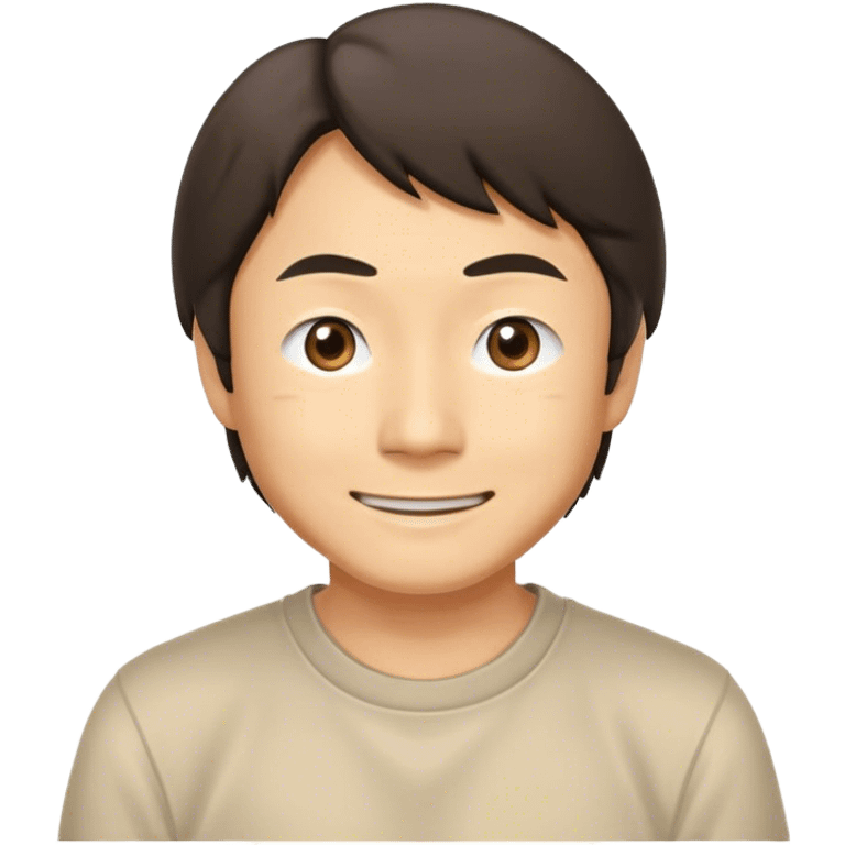 ​Cinematic Realistic Portrait of a Smiling Shigeru Miyamoto, depicted with warm, approachable features, showing a giant smile with expressive eyes, set against a subtle backdrop, inviting lighting that captures his innovative spirit emoji