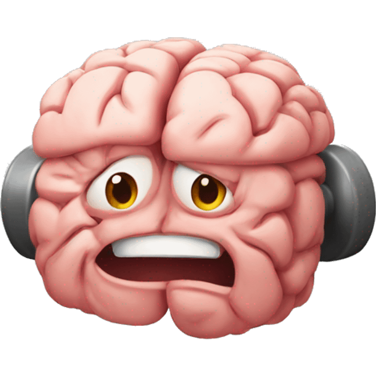 A dumbbell made out of brain emoji