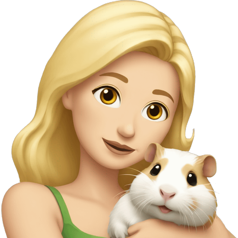 Blonde Woman hugging a guineapig emoji