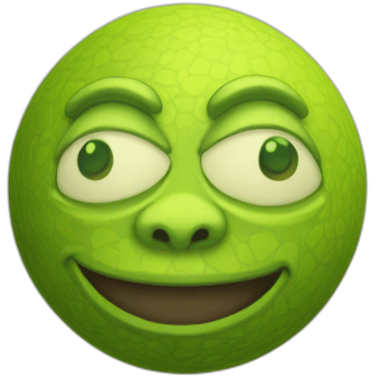 3d sphere with a cartoon Shreck skin texture emoji