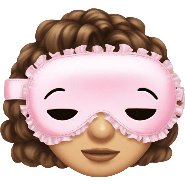 Light pink Frilly satin sleep mask without eyes emoji