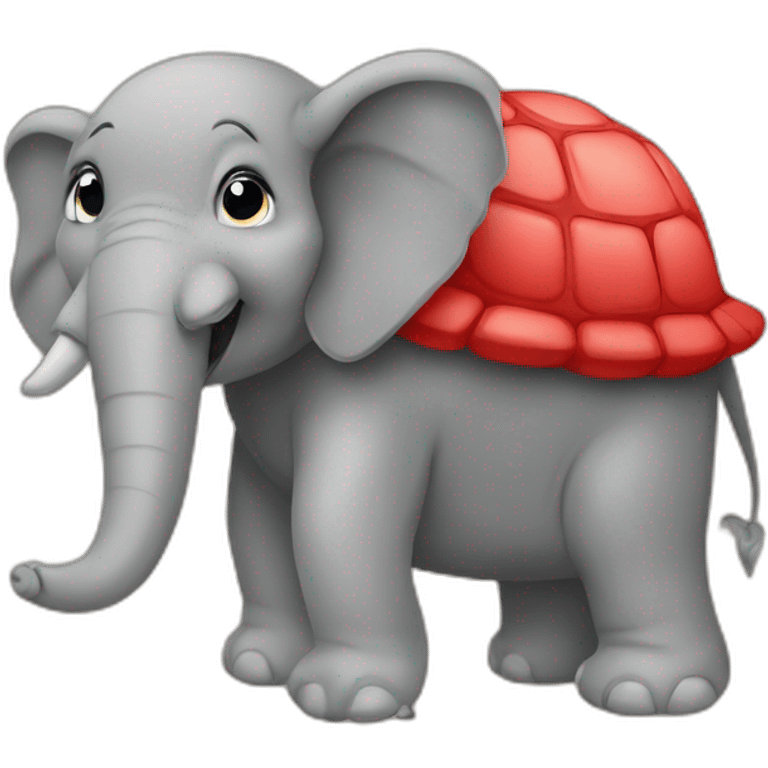 Pile tortue sur élephant rouge emoji