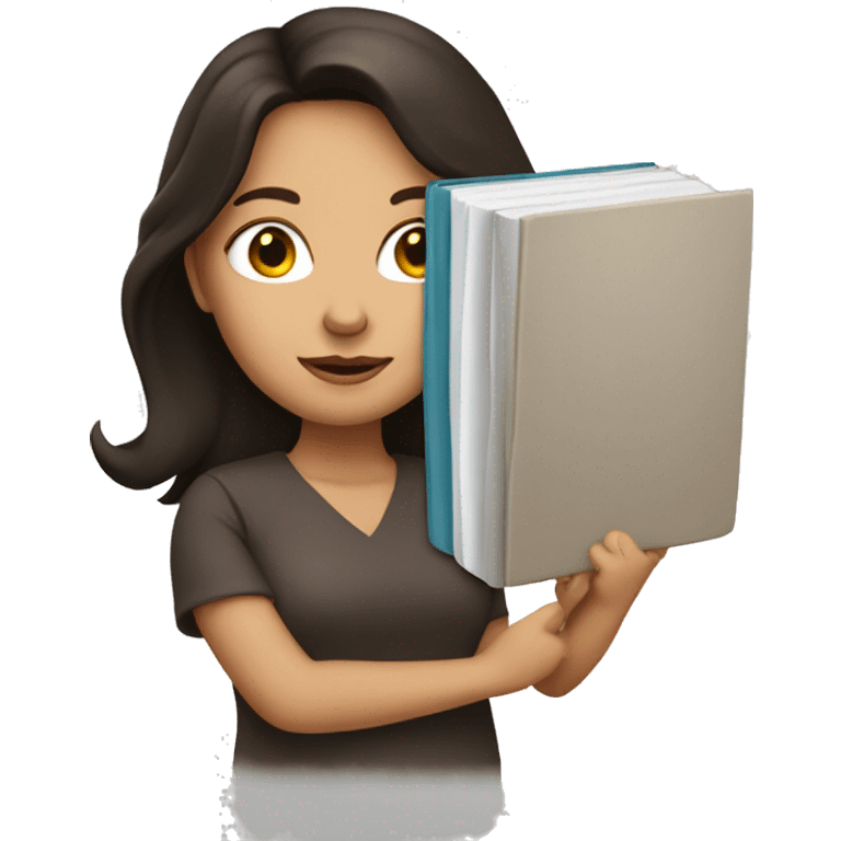 Brunette woman holding book emoji